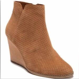Susina Brown Perforated Wedge Boots